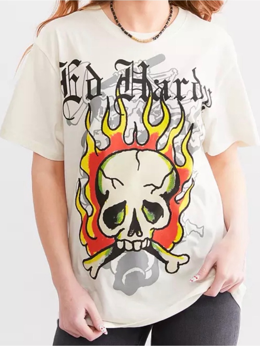 Ed Hardy Skull Flame Graphic Tee